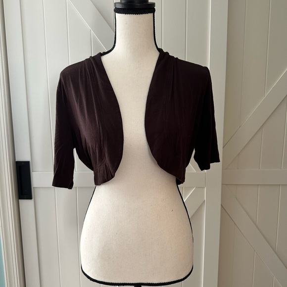 Soma Sweaters - Soma Brown Cropped Bolero Shrug Open Front Stretch Cardigan XS Soft Top